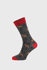 John Frank Tmavosivé ponožky Deer farebná-45