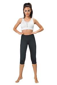 MrsFitness Dámske capri legíny BellyControl – modelujúce a zoštíhľujúce ČIERNA L
