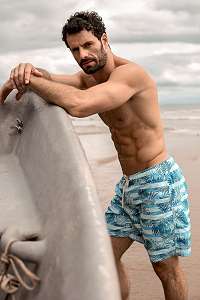 Pánske kúpacie šortky SHORTS Co. Floral Listras LONG