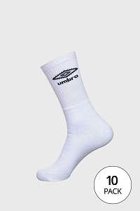 Umbro 10 PACK bielych vysokých ponožiek Umbro Tennis biela-46