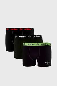 Umbro 3 PACK čiernych bavlnených boxeriek Umbro ČIERNA S