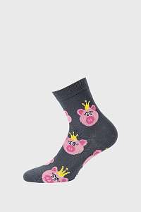 Wola Dievčenské ponožky King Pig modrá-35