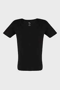 Ysabel Mora Čierne tričko s V výstrihom Cotton Nature ČIERNA M