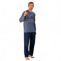 Blancheporte Pyžamo s nohavicami, jemná bavlna modrosivá/nám.modrá 87/96 (M)