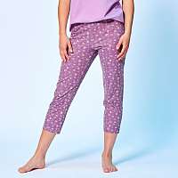Blancheporte 3/4 pyžamové nohavice s potlačou kvetín slivková