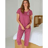 Blancheporte 3/4 pyžamové nohavice s potlačou listov purpurová