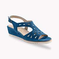Blancheporte Ažúrové sandále, koža, námornícka modrá nám.modrá