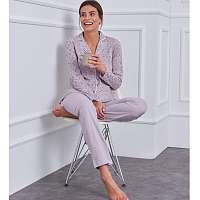 Blancheporte Bavlnené pyžamo s kostýmkovým golierikom lila