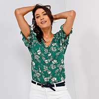 Blancheporte Blúzka s gombíkmi a potlačou kvetín kvety zelená/biela