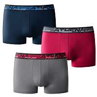 Blancheporte Boxerky Pulse, bavlna, súprava 3 ks nám.modrá+červená+sivá S