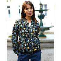 Blancheporte Bunda v bomber štýle na zips s potlačou čierna/modrá