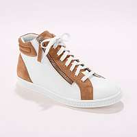 Blancheporte Členkové tenisky, koža a kožená useň, biele/béžové biela/hnedosivá