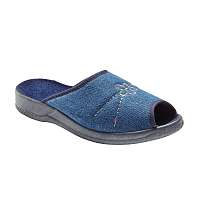 Blancheporte Denimové papuče s výšivkou a otvorenou špičkou modrá