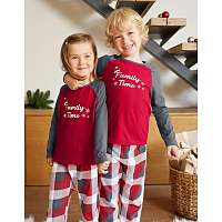 Blancheporte Detské pyžamo s vianočným motívom a dlhými rukávmi sivá/červená 4 roky
