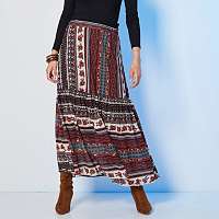 Blancheporte Dlhá boho sukňa s potlačou karamelová/khaki