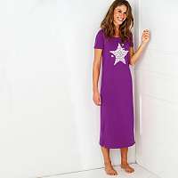 Blancheporte Dlhá nočná košeľa, potlač hviezdičiek purpurová