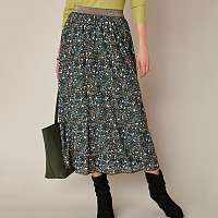 Blancheporte Dlhá rozšírená sukňa s potlačou kvetín khaki