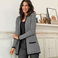 Blancheporte Dlhý sveter s grafickým vzorom čierny melír