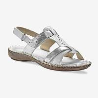 Blancheporte Dvojfarebné kožené sandále biela/strieborná