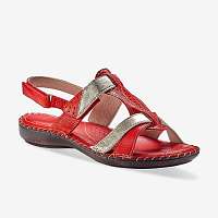Blancheporte Dvojfarebné kožené sandále, červené červená