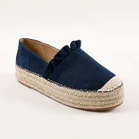 Blancheporte Espadrilky s volánikmi, vzhľad semišu námornická modrá
