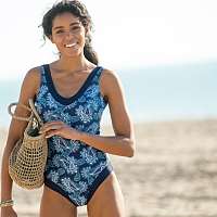 Blancheporte Jednodielne plavky s potlačou Sabalo modrá