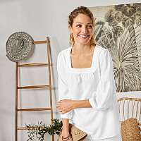 Blancheporte Jednofarebná blúzka so štvorcovým výstrihom biela