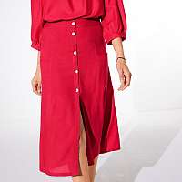 Blancheporte Jednofarebná dlhá sukňa s gombíkmi červená