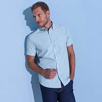 Blancheporte Jednofarebná košeľa, rovný strih, krátke rukávy modrá