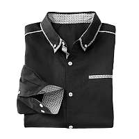 Blancheporte Jednofarebná košeľa s dlhými rukávmi a kontrastnými detailmi čierna