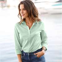 Blancheporte Jednofarebná košeľa s dlhými rukávmi zelenkastá