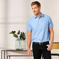 Blancheporte Jednofarebná košeľa s krátkymi rukávmi, popelín svetlomodrá