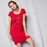 Blancheporte Jednofarebná nočná košeľa s krátkymi rukávmi červená