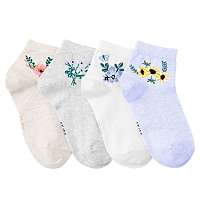 Blancheporte Jednofarebné a melírované ponožky sa zladeným motívom kvetín, súprava 4 páry melír
