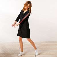 Blancheporte Jednofarebné čierne šaty so športovými pruhmi čierna