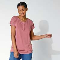 Blancheporte Jednofarebné tričko s tuniským výstrihom ružové drevo