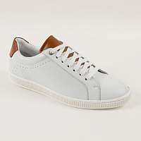 Blancheporte Kožené dvojfarebné tenisky, biela/karamelová biela