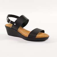 Blancheporte Kožené sandále na kline, čierne čierna