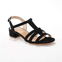 Blancheporte Kožené sandále na širokom podpätku, čierne čierna