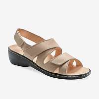 Blancheporte Kožené sandále na suchý zips béžová/zlatá