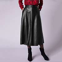 Blancheporte Koženková (1) midi sukňa, rozšírený strih čierna
