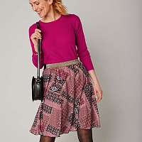 Blancheporte Krátka rozšírená sukňa s patchwork potlačou čierna/terakota