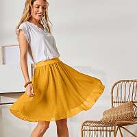Blancheporte Krátka sukňa s výšivkou mangová
