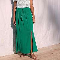 Blancheporte Krepónová sukňa, jednofarebná zelená