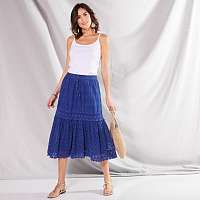 Blancheporte Midi sukňa z čipky a macramé modrá
