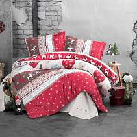 Blancheporte Obliečky flanel Santa červená/hnedá/biela obliečka na vankúšikx40cm