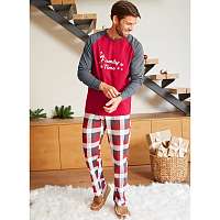Blancheporte Pánske pyžamo s vianočným motívom a dlhými rukávmi sivá/červená 87/96 (M)