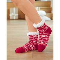 Blancheporte Papučové ponožky s potlačou a protišmykovou úpravou červená/ražná