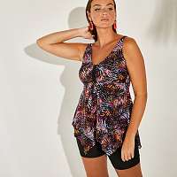 Blancheporte Plavkový asymetrický tankiny top Sagua čierna/ružová