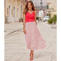 Blancheporte Plisovaná sukňa s potlačou biela/červená